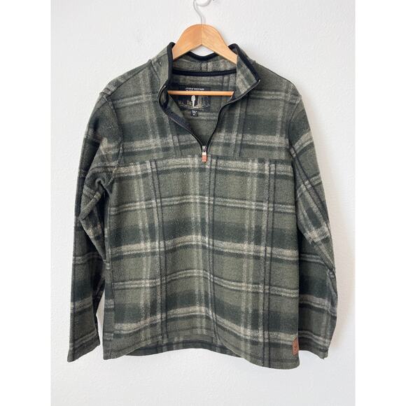 JOHN WAYNE Green & Black Plaid Quarter Zip Pullover Sweatshirt - Picture 1 of 4
